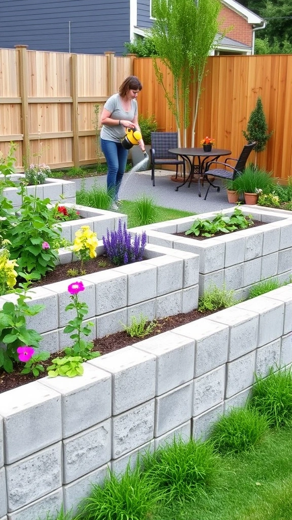 10 Cheap and Easy DIY Raised Garden Bed Ideas You Need to Try ASAP! - 2. Cinder Block Beauty