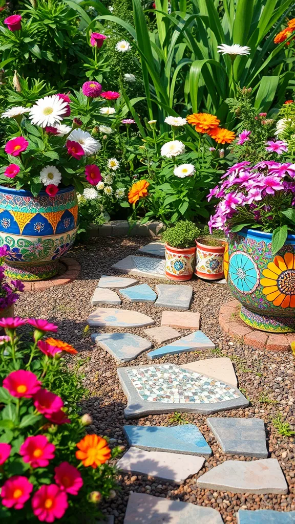 36 Whimsical Cottage Garden Designs for a Magical Outdoor Retreat! - 13. The Artistic Mosaic Garden