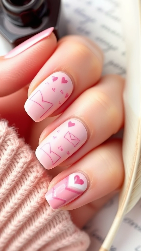 10 Gorgeous February Nail Ideas for the Perfect Valentine’s Day Look - 5. Love Letter Nail Art