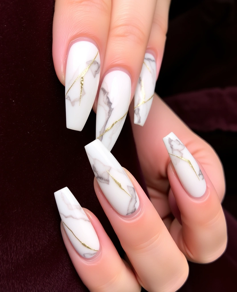 10 Gorgeous February Nail Ideas for the Perfect Valentine’s Day Look - 6. Elegant Marble Effect