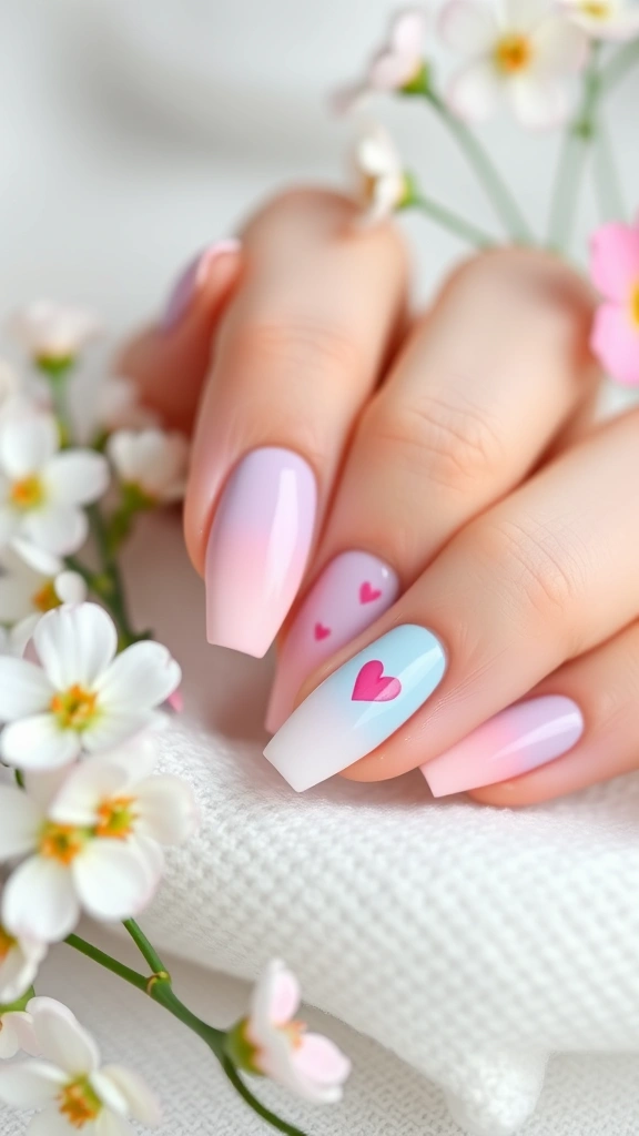 10 Gorgeous February Nail Ideas for the Perfect Valentine’s Day Look - 2. Sweet Pastel Hearts