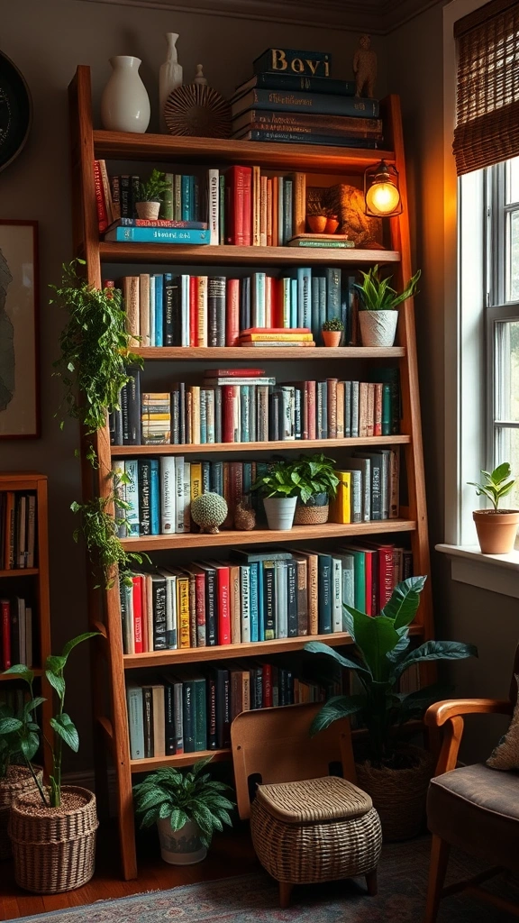 12 Trash-to-Treasure Crafts for a Unique Home Aesthetic - 5. Ladder Bookshelf